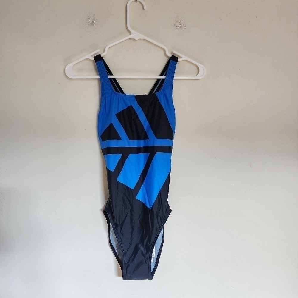 Adidas 3 Bars Suit | one piece swim suit in Black and Blue size 2